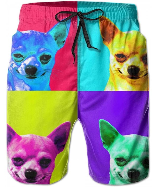 Men Cool Surfing Beach Board Shorts Swim Trunks - Animals Wolf - Animal Dog Chihuahua Pop Art - CP18WRDYM2H $20.36-Board Shorts