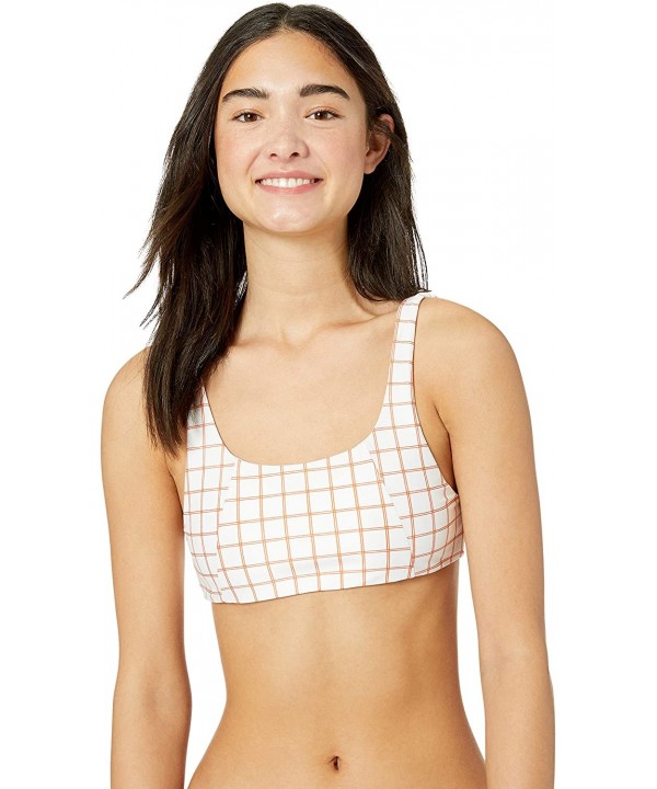 Women's Klw Grid Knot Bikini Top - White - CQ18I9YI8ON $29.11-Sets