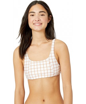 Women's Klw Grid Knot Bikini Top - White - CQ18I9YI8ON $29.11-Sets