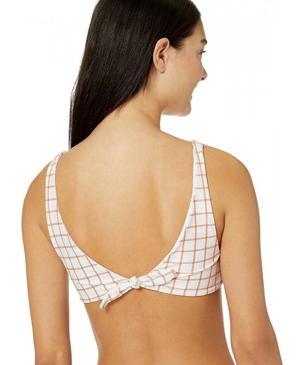 Women's Klw Grid Knot Bikini Top - White - CQ18I9YI8ON $29.11-Sets