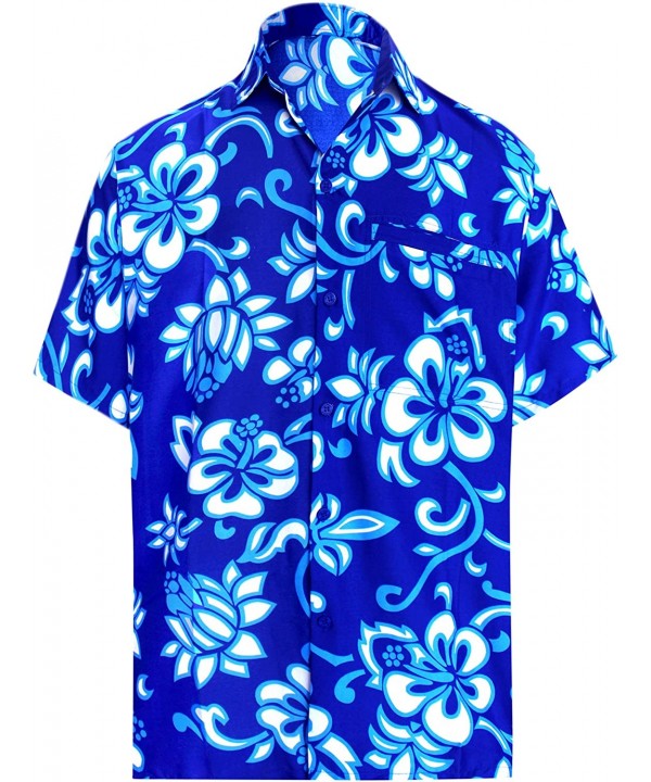 Men's Relaxed Funky Hawaiian Shirt Short Sleeve Front Pocket Printed C - Blue_w8 - CV12MXN7VR4 $17.61-Cover-Ups