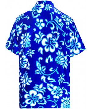 Men's Relaxed Funky Hawaiian Shirt Short Sleeve Front Pocket Printed C - Blue_w8 - CV12MXN7VR4 $17.61-Cover-Ups