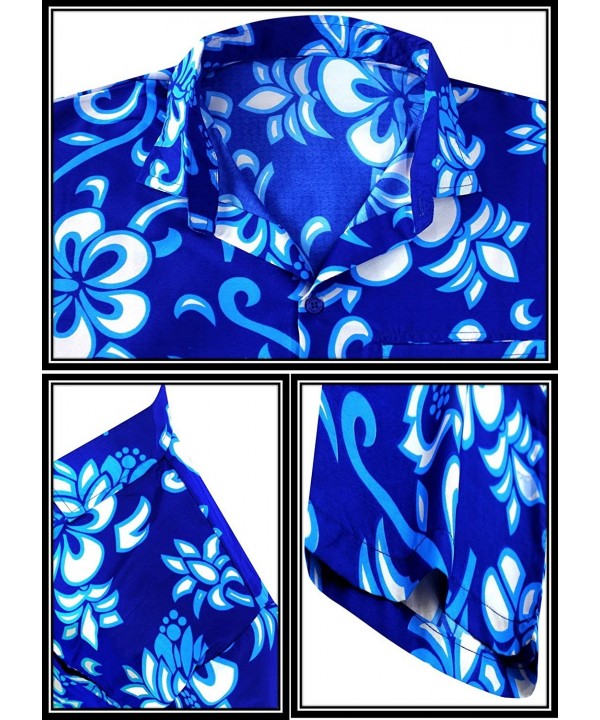 Men's Relaxed Funky Hawaiian Shirt Short Sleeve Front Pocket Printed C - Blue_w8 - CV12MXN7VR4 $17.61-Cover-Ups