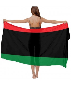 Women Girl Fashion Chiffon Scarf Bikini Cover Up Summer Beach Sarong Wrap Black Lives Matter Flag African American Flag - CP1...