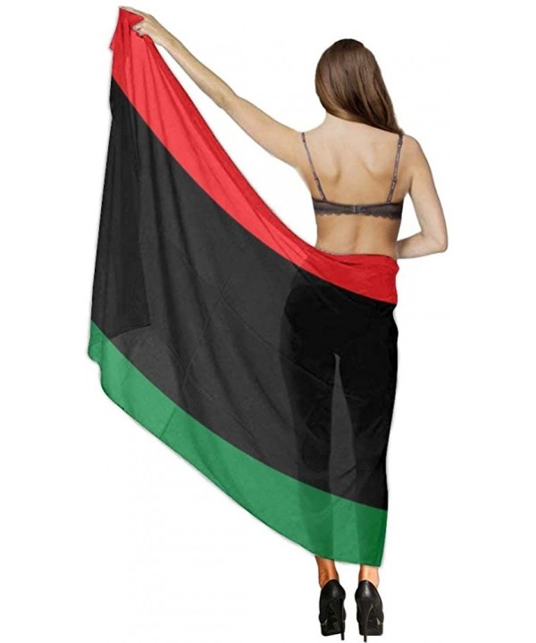 Women Girl Fashion Chiffon Scarf Bikini Cover Up Summer Beach Sarong Wrap Black Lives Matter Flag African American Flag - CP1...