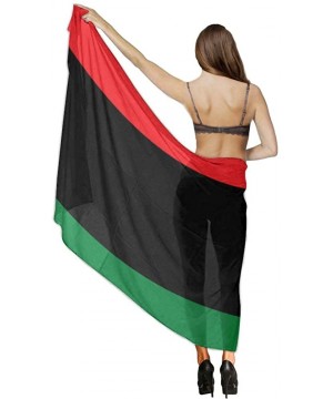 Women Girl Fashion Chiffon Scarf Bikini Cover Up Summer Beach Sarong Wrap Black Lives Matter Flag African American Flag - CP1...