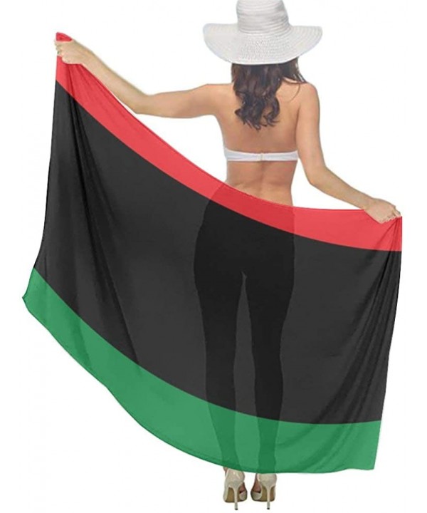 Women Girl Fashion Chiffon Scarf Bikini Cover Up Summer Beach Sarong Wrap Black Lives Matter Flag African American Flag - CP1...