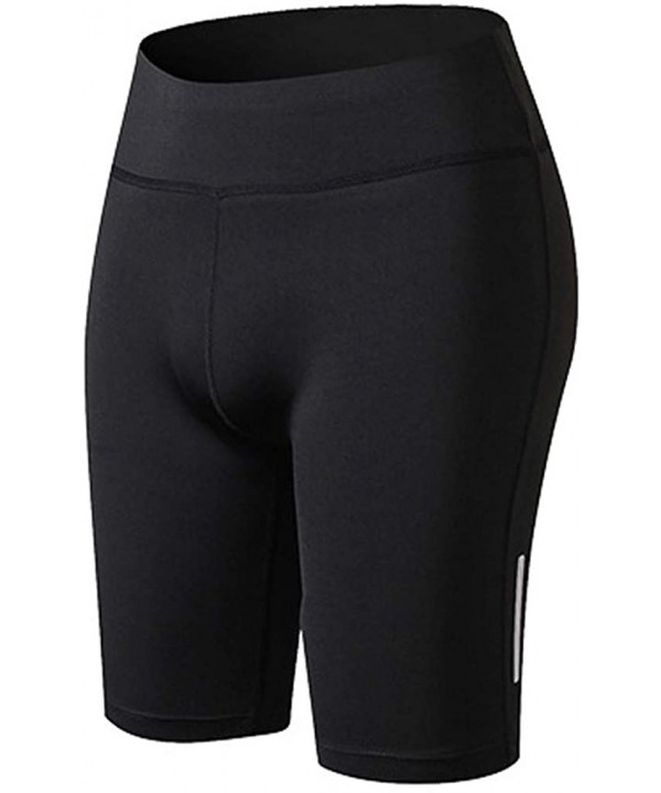 High Waist Yoga Shorts Sexy Basics Slip Stretch Workout Short Pant Leggings Tights - Black - C518W2I87XY $12.02-Rash Guards