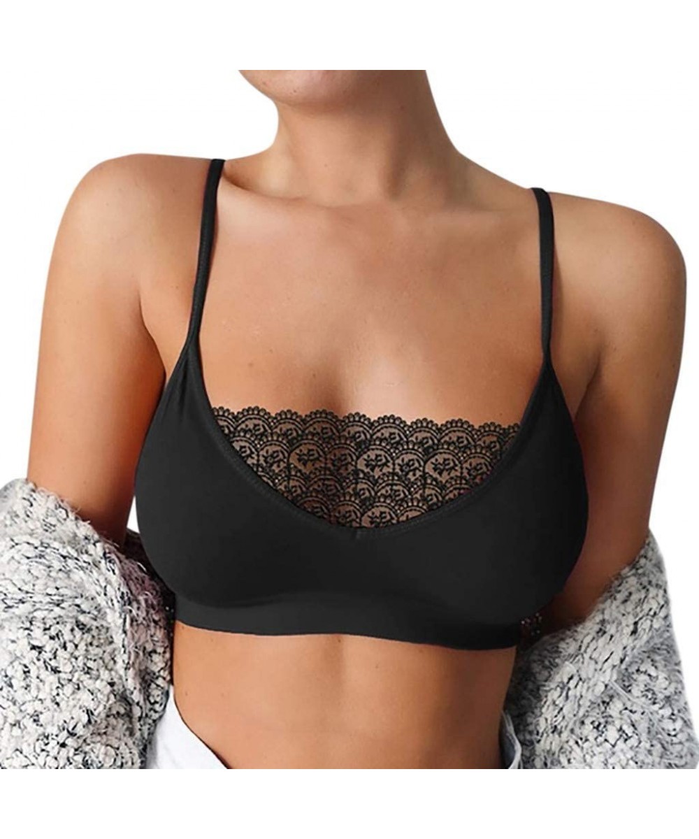 Sexy Women Elastic Cage Bra Lace Camisole Tank Tops Bra Bustier - Black - C2195KU4S90 $8.13-Board Shorts