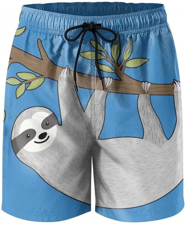 Mens Swim Trunks Fossil of Cartoon Dinosaur Summer Cool Quick Dry Board Shorts with Mesh Lining - Funny Blue Sloth - C518RTT4...