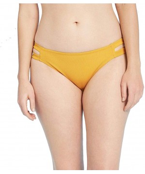 Women's Strappy Side Cheeky Bikini Bottom - Yellow - CW19DMNMQNN $15.99-Bottoms