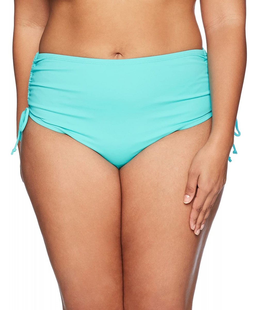 Women's Plus-Size Hayden High Waisted Bikini Swimsuit Bottom with Adjustable Side Ties - Beach Solids Caribe Aqua - CU189D8Q4...