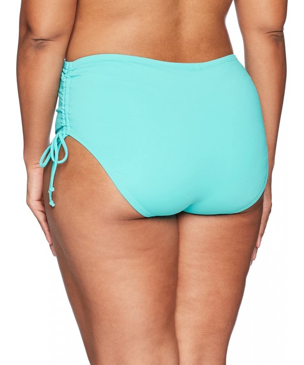 Women's Plus-Size Hayden High Waisted Bikini Swimsuit Bottom with Adjustable Side Ties - Beach Solids Caribe Aqua - CU189D8Q4...