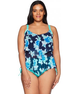 Women's Plus-Size Hayden High Waisted Bikini Swimsuit Bottom with Adjustable Side Ties - Beach Solids Caribe Aqua - CU189D8Q4...