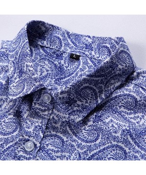 Mens Fashion Retro Printed Shirt- Casual Button-Down Shirt Long Sleeve Printed Tops Shirt - Blue 5 - CS1964AOCX5 $19.48-Rash ...