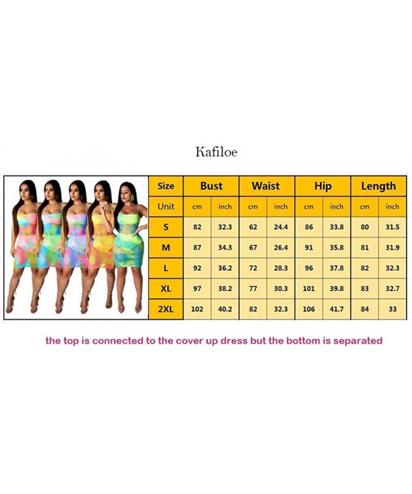 3 Pieces Swimwear for Women Bandeau Top + Bikini Bottom + Mesh See Through Cover Up Dress - 9 Green Blue - C418SKNNGUC $26.57...