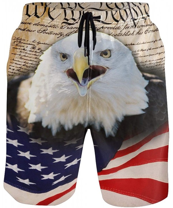 Vintage Patriotic Bald Eagle American Flag 4 Th of July Men's Swim Trunks Quick Dry Shorts with Pockets - C0198D6TL9R $17.80-...