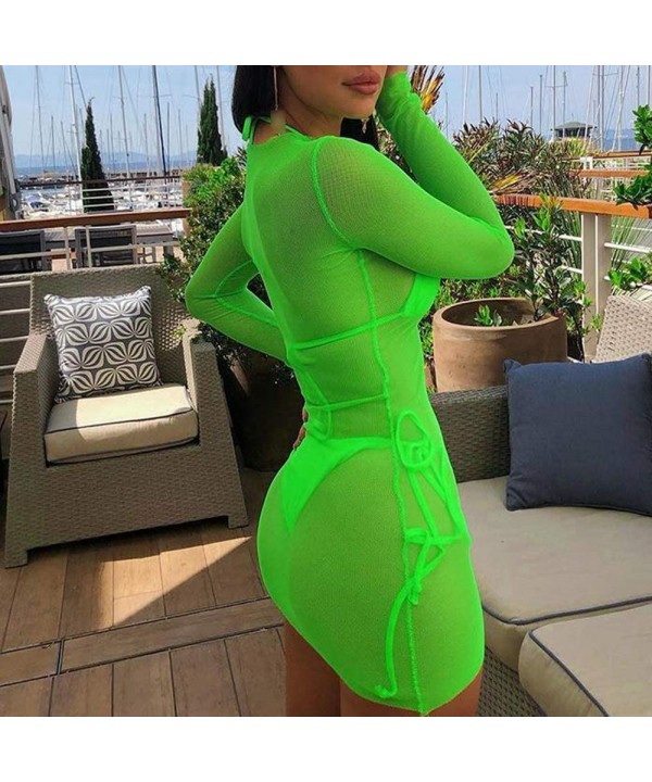 Women Sexy See-Through Maxi Swimsuit Skirt Sheer Chiffon Skinny Sarong Bikini Cover up - New Green - CL19GZ0TWNT $13.12-Cover...