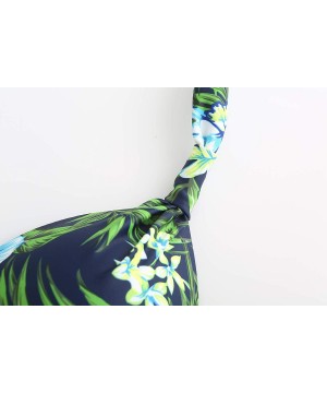 Women's Halter Swimwear Printed Two Piece Bikini Sets - Black Green Blue - CV18U2GA0K2 $16.37-Sets