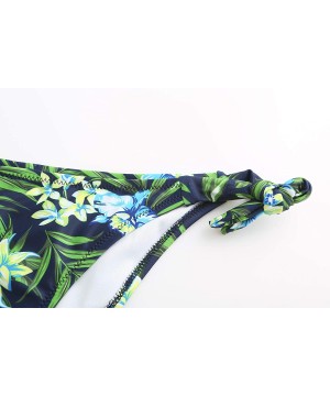 Women's Halter Swimwear Printed Two Piece Bikini Sets - Black Green Blue - CV18U2GA0K2 $16.37-Sets