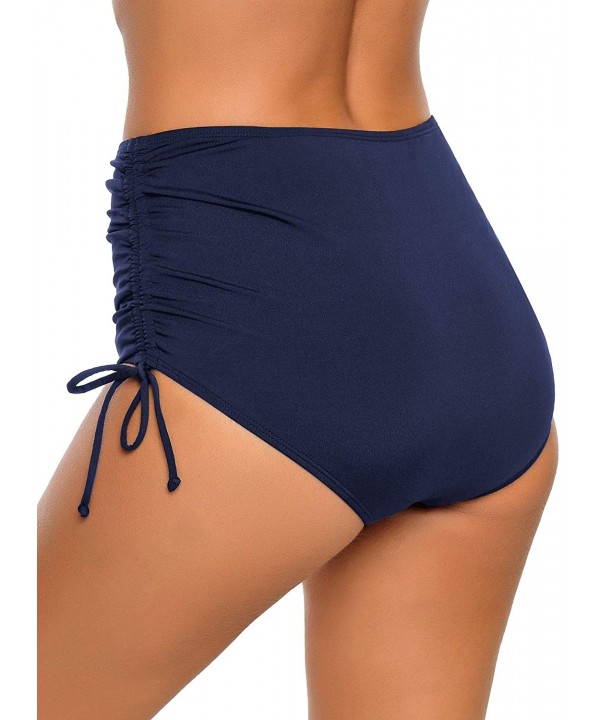 Women's High Waisted Swim Skirt Ruched Bikini Tankini Swim Bottom with Brief - Navy 2 - CU18O80CUWR $19.47-Bottoms