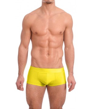 Mens New Solid Hot Body Boxer Swimsuit - Yellow - CB194AM0527 $20.61-Racing