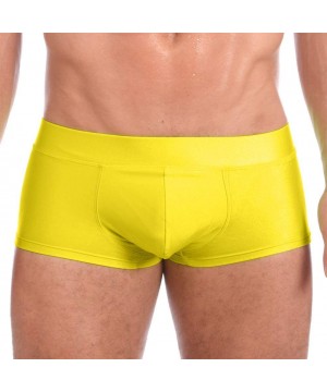 Mens New Solid Hot Body Boxer Swimsuit - Yellow - CB194AM0527 $20.61-Racing