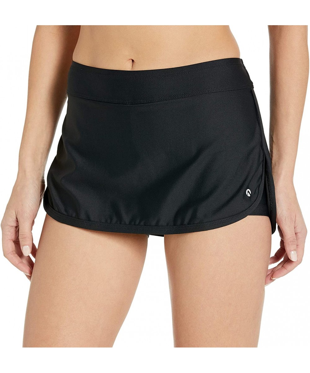 Women's Lotus Bikini Swimsuit Skort - Good Karma Black - C712GISRQ5V $39.98-Sets