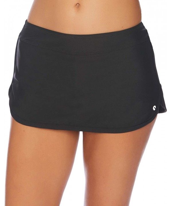 Women's Lotus Bikini Swimsuit Skort - Good Karma Black - C712GISRQ5V $39.98-Sets