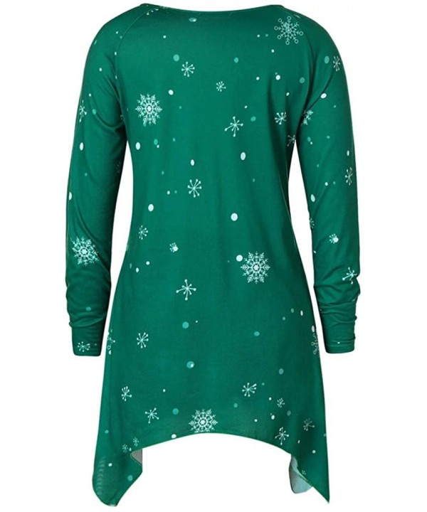 Women Plus Size O-Neck Christmas Print Blouse Long Sleeve Irregular Tops Casual Shirt Dress - Green - CM19234MYI6 $17.57-Cove...