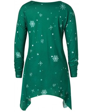 Women Plus Size O-Neck Christmas Print Blouse Long Sleeve Irregular Tops Casual Shirt Dress - Green - CM19234MYI6 $17.57-Cove...