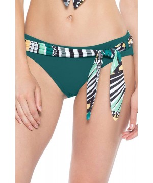 Women's Reversible Belted Hipster Bikini Bottom - Black/Fern - C518HI3HGTC $39.62-Bottoms