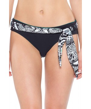 Women's Reversible Belted Hipster Bikini Bottom - Black/Fern - C518HI3HGTC $39.62-Bottoms