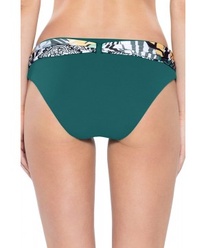 Women's Reversible Belted Hipster Bikini Bottom - Black/Fern - C518HI3HGTC $39.62-Bottoms