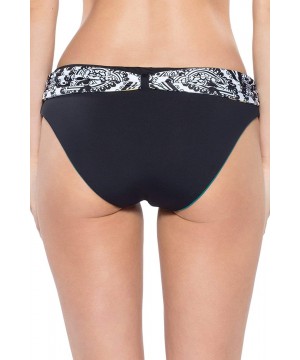 Women's Reversible Belted Hipster Bikini Bottom - Black/Fern - C518HI3HGTC $39.62-Bottoms