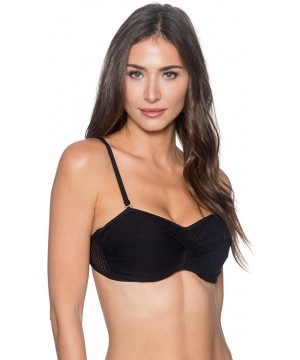 Women's Iconic Twist Bra Sized Bandeau Tankini Top Swimsuit - Gridlock Black - CS18769N688 $32.46-Tops