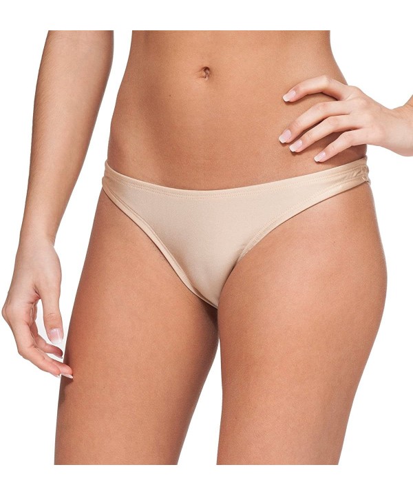 Women's New Liquid or Shiny Bikini Swimsuit Bottom - Natural - CD11K5NOLGN $12.56-Sets