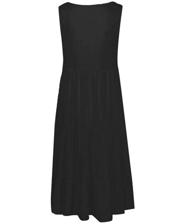 Women Sleeveless Dresses Summer Beach Holiday Loose A-Line Swing Dress Mini Dresses Swing Dress for Women Sundress - Black - ...