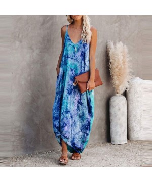 Women's Spaghetti Strap Cami Maxi Dresses Sleeveless V-Neck Summer Casual Loose Long Dress Irregular Beach Sundress - Z6-dark...