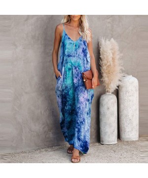 Women's Spaghetti Strap Cami Maxi Dresses Sleeveless V-Neck Summer Casual Loose Long Dress Irregular Beach Sundress - Z6-dark...