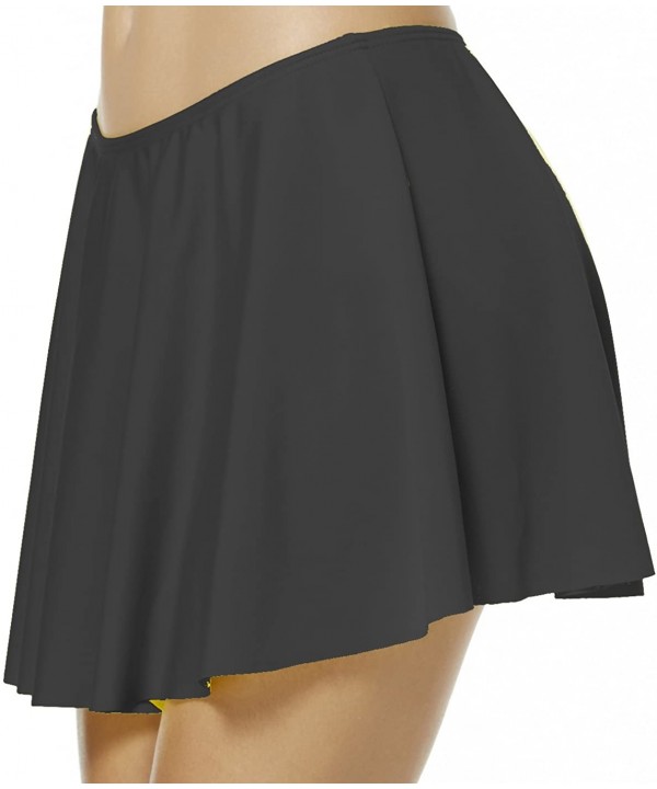 Women's Solid Ruffle Skirted Bikini Bottom Layered Swim Shorts - Black - C617Y00O0UX $21.60-Tankinis