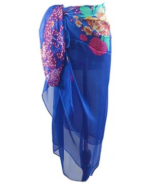 Womens Chiffon Swimwear Plus Size Bathing Suit Cover Ups Beach Sarong Wrap - 04 Royal Blue / Flower - CY18CXC2G23 $15.94-Cove...