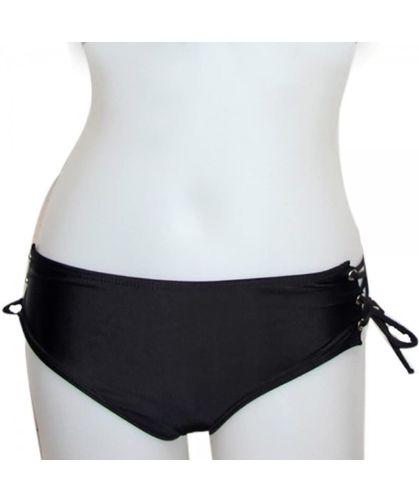 Hipster Bikini Panties Womens Sexy Brazilian Cheeky Bikini Bottoms Strappy String Panties Hipster Thong Swimwear Black - CC19...