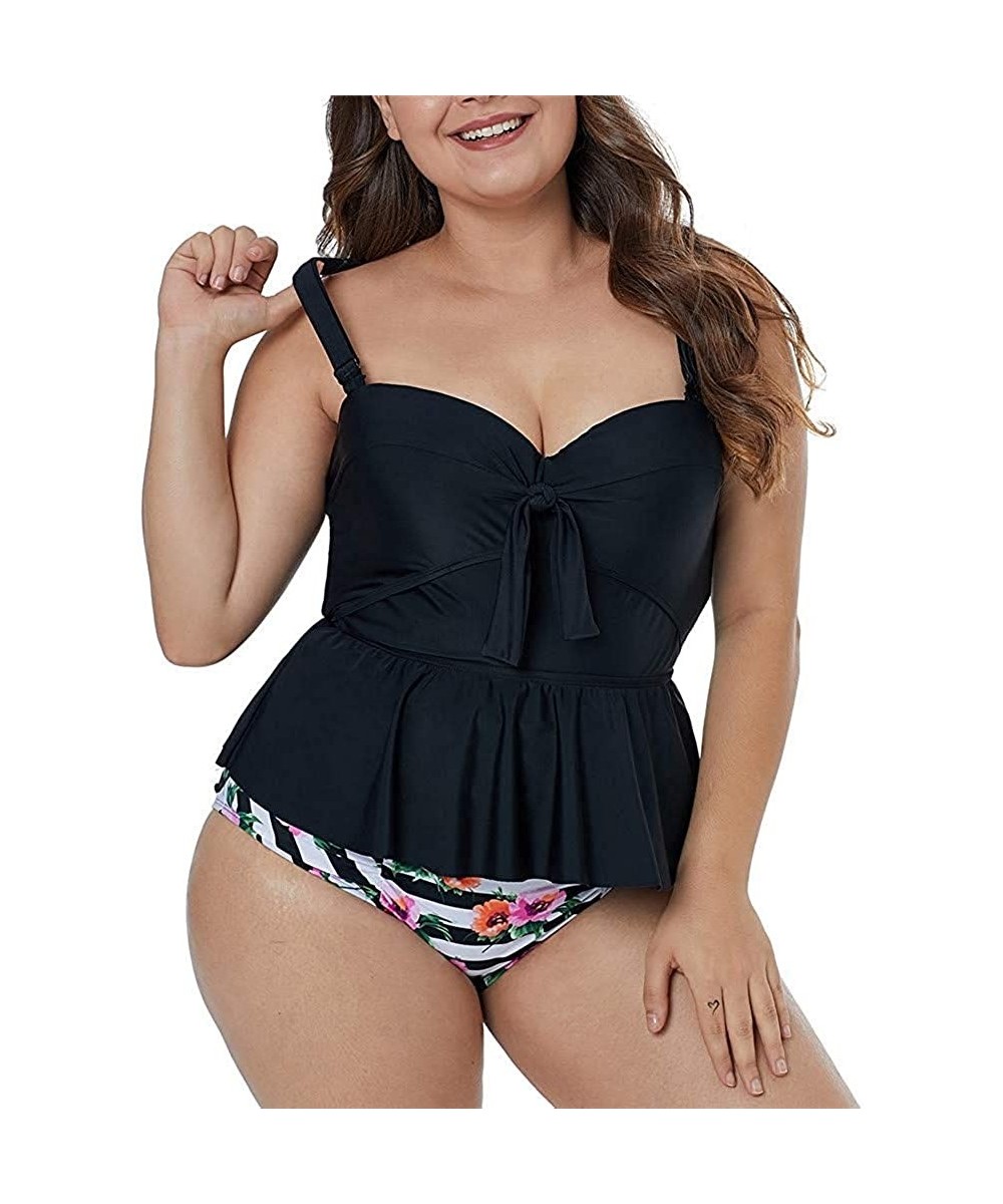 Women's Two Piece Swimsuits Beachwear Bathing Suit Tankini Bathing Suit Swimsuit - Black1 - CL18SO763OH $29.36-Racing