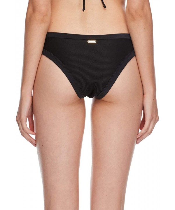 Junior's Guava Audrey Low Rise Bikini Bottom - Scandal Ribbed Black - C118HW68QQL $18.80-Tankinis