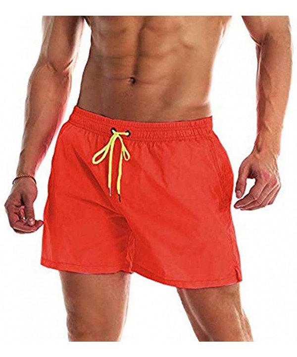 Men's Swim Trunks Quick Dry Swim Shorts with Mesh Lining Swimwear Bathing Suits - I-orange Red - CJ18W96A87C $13.94-Trunks