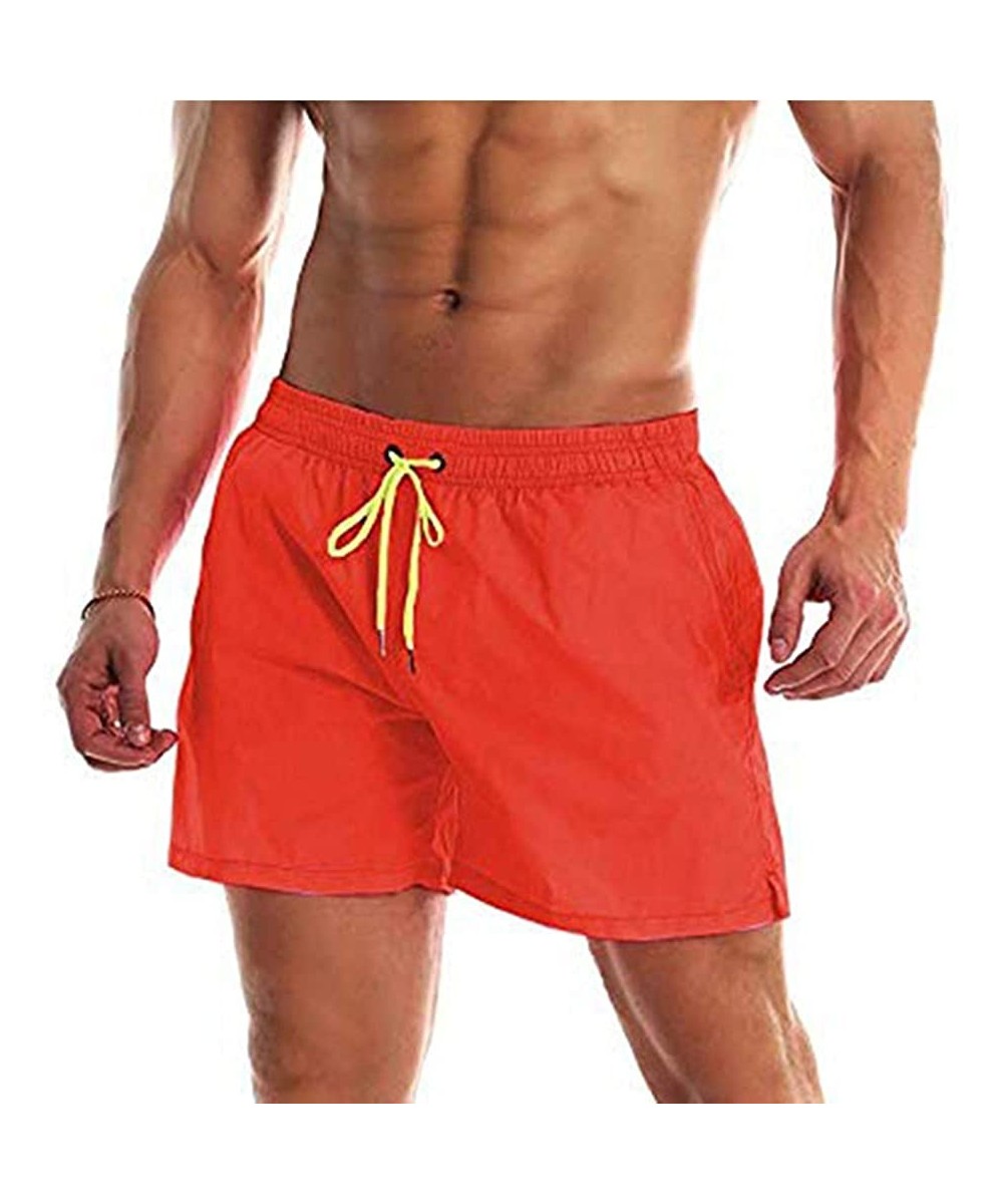 Men's Swim Trunks Quick Dry Swim Shorts with Mesh Lining Swimwear Bathing Suits - I-orange Red - CJ18W96A87C $13.94-Trunks