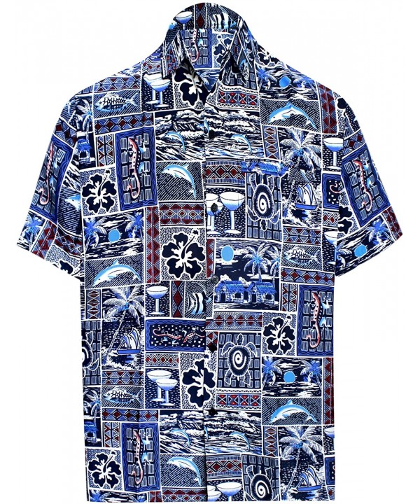 Men's Loose Casual Short Sleeve Aloha Hawaiian Shirt - Blue_w170 - C712DDPVWHF $11.69-Cover-Ups