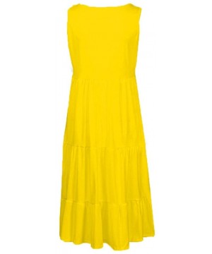 Women's Solid Midi T-Shirt Sundress - Yellow - CV18QZ9S3DK $12.04-Cover-Ups