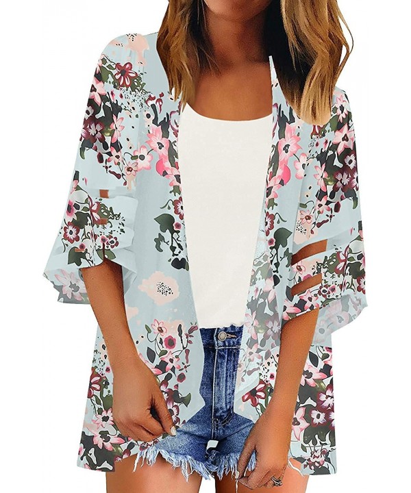 Womens Cardigan Batwing Jacket Hooded Casual Stylish Loose Coat - 89-green Floral - C218U88KLAA $9.63-Cover-Ups